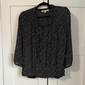 LOFT Black and White Patterned Blouse